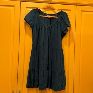 Velvet blue cotton dress